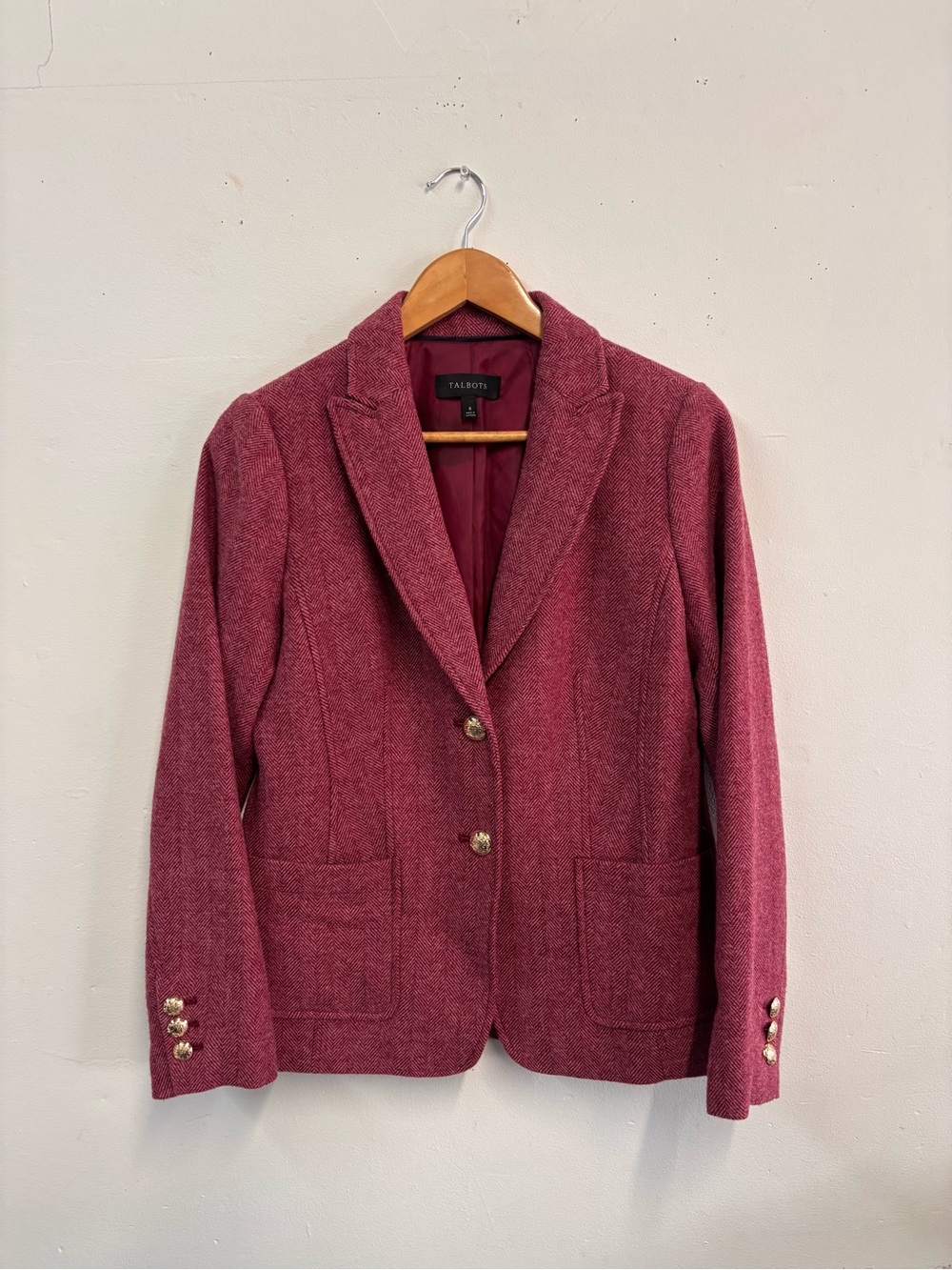 Talbots Plum Tweed Blazer Jacket